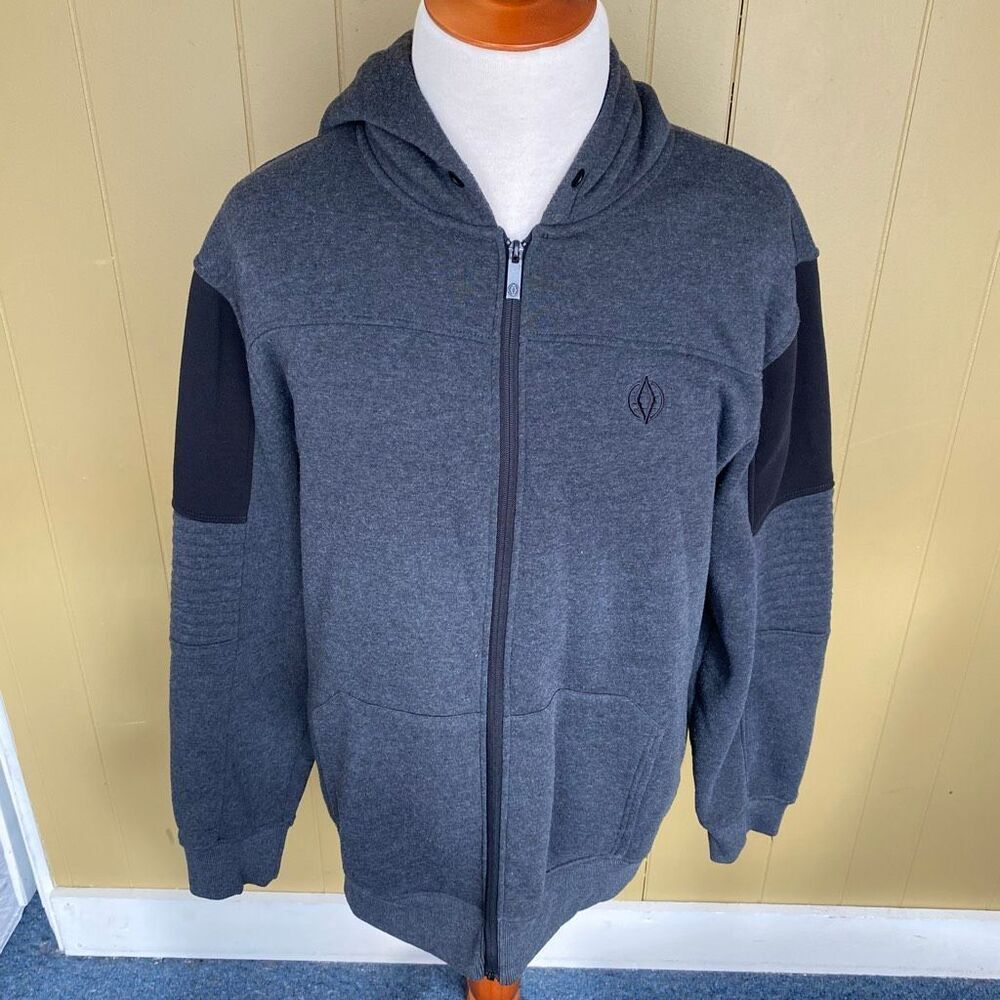 Academiks men 2XL full zip lightweight activewear hooded jacket grey and black